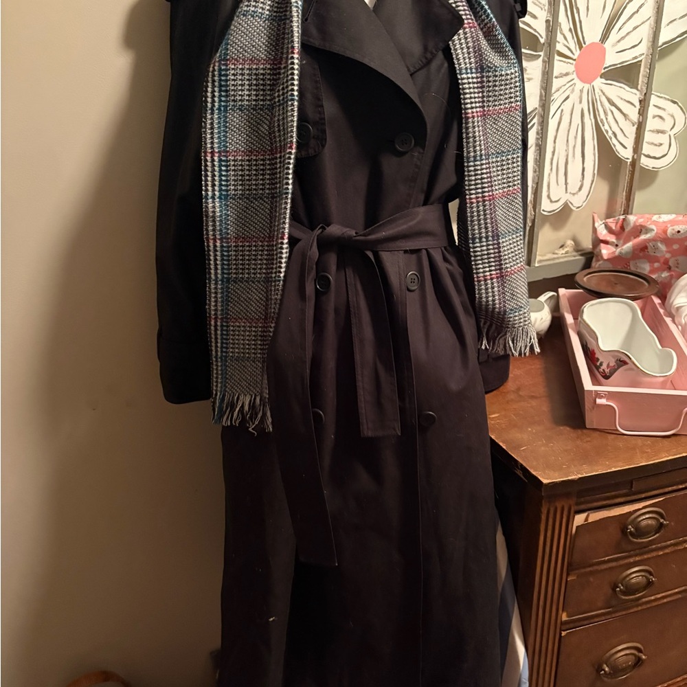 London Fog Black Trench Coat with Belt